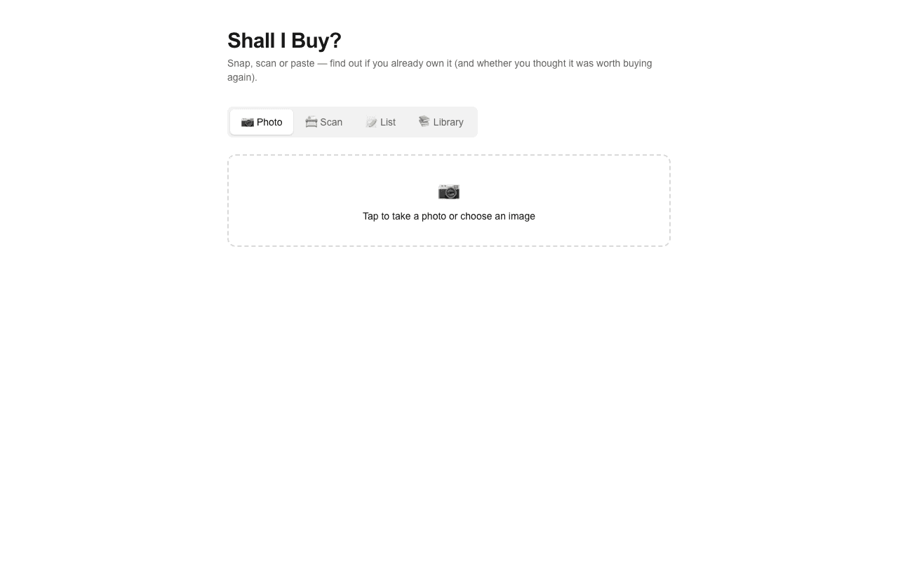 Shall I Buy photo capture screen